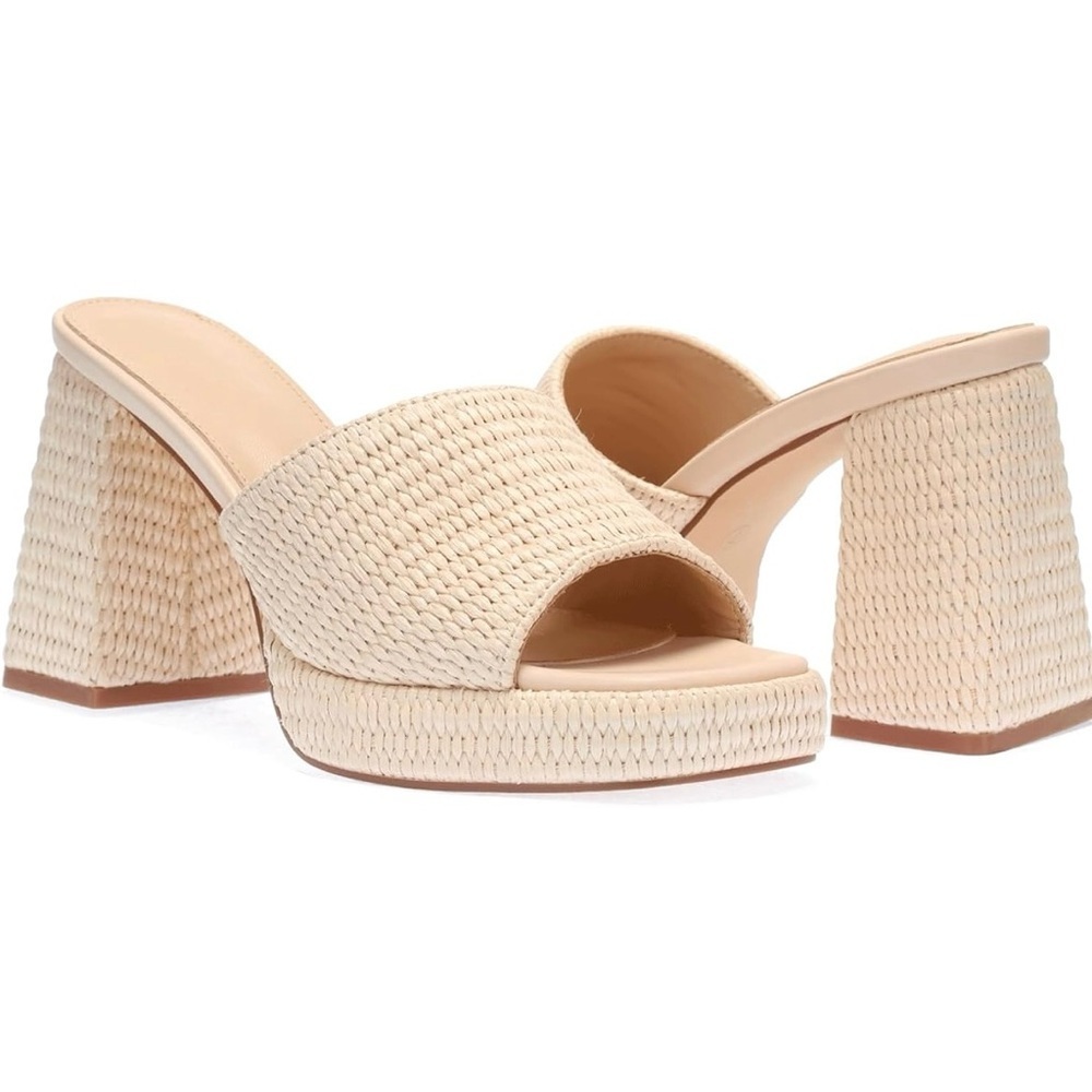 NEW Raffia Platform Sandal in Beige - Size 8.5 - Picture 3 of 11